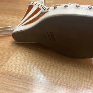 Fendi Size 37 (6.5) White Wedges/Heels